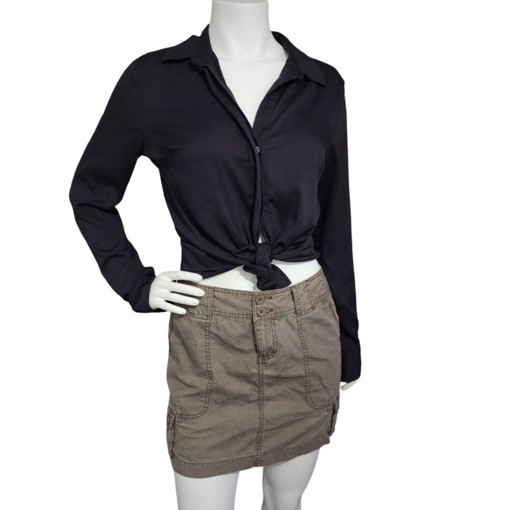 Lee Vintage Skirt Y2K Khaki Brown Cargo Mini Skirt Utility Gorpcore